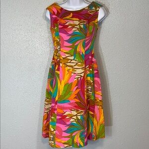 VNTG Tori Richard Honolulu Vibrant Multicolor Sleeveless Dress